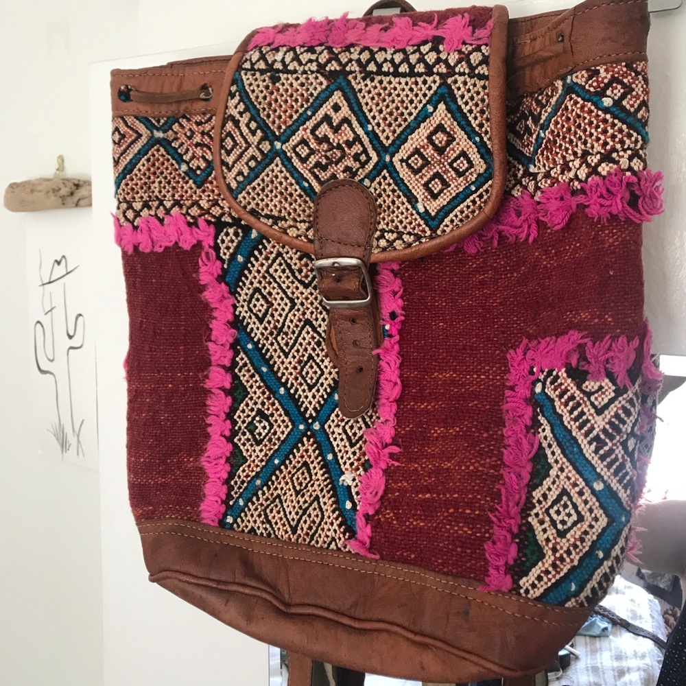 Moroccan Leather & Textile Backpack